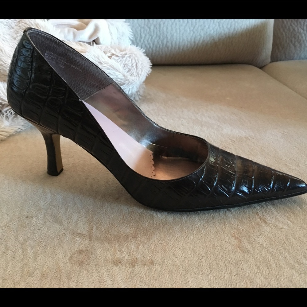BP. Melrose Leather Croc Pumps